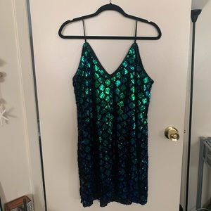 Sequin teal turquoise party dress